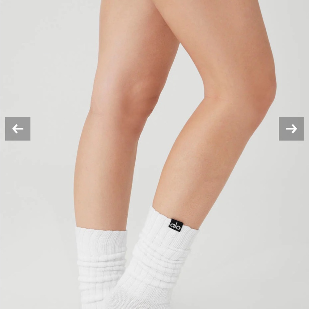 Alo White Ribbed Socks - Picture 2 of 3
